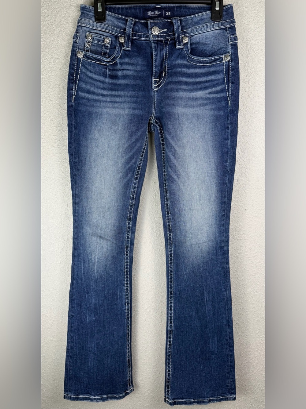 Miss Me Jeans Womens 26 Mid Rise Bootcut Rhinestone Embellished Y2K Western